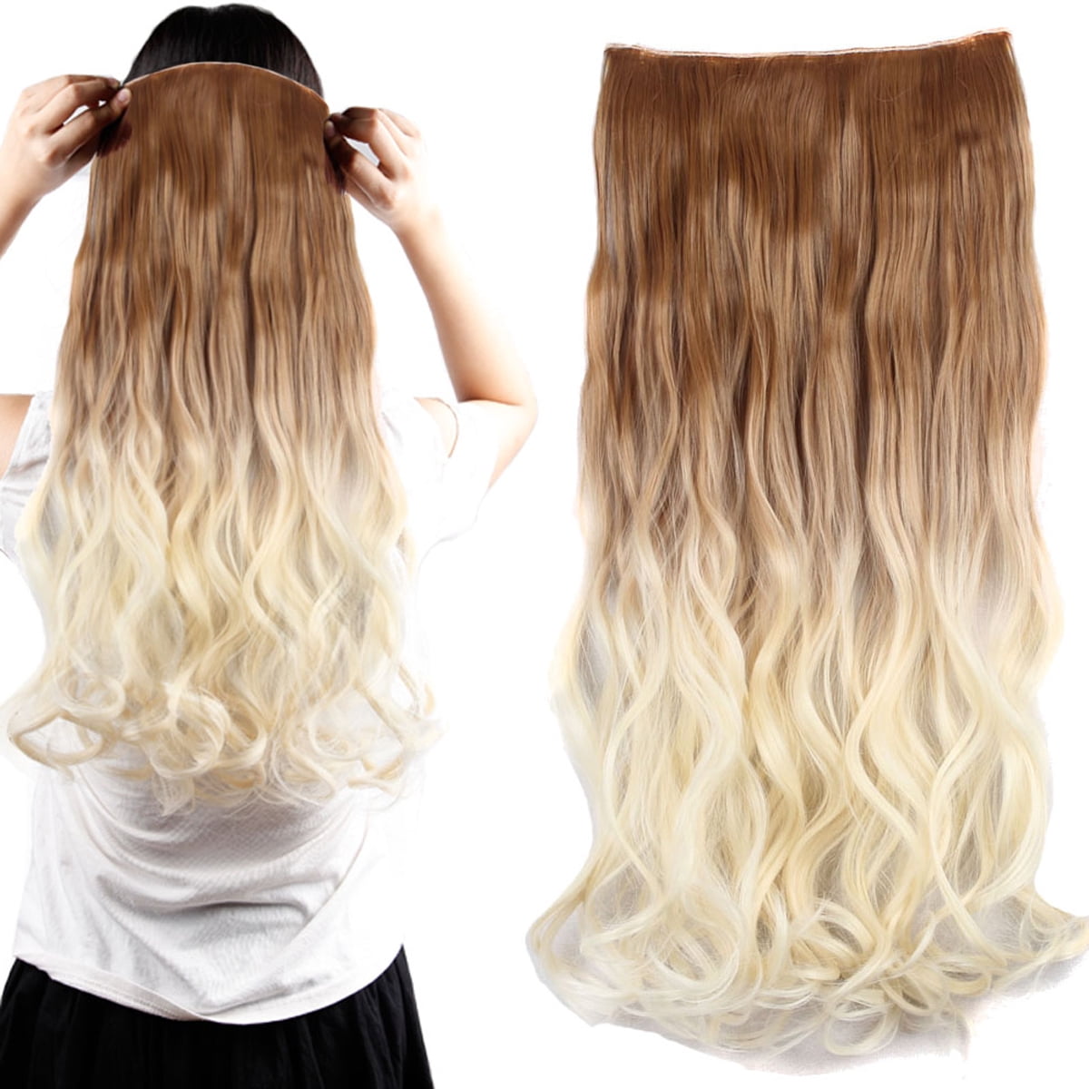 Thick Wavy Clip-In Hair Extensions – 5 Clips, 3/4 Full Head, Synthetic & Remy-Look – USA Stock