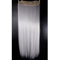 thumbnail image 1 of SAYFUT Trendy 26"Long Straight 3/4 Full Head Clip in Synthetic Hair Extensions One Piece 5 Clips 125g Silver Grey, 1 of 5