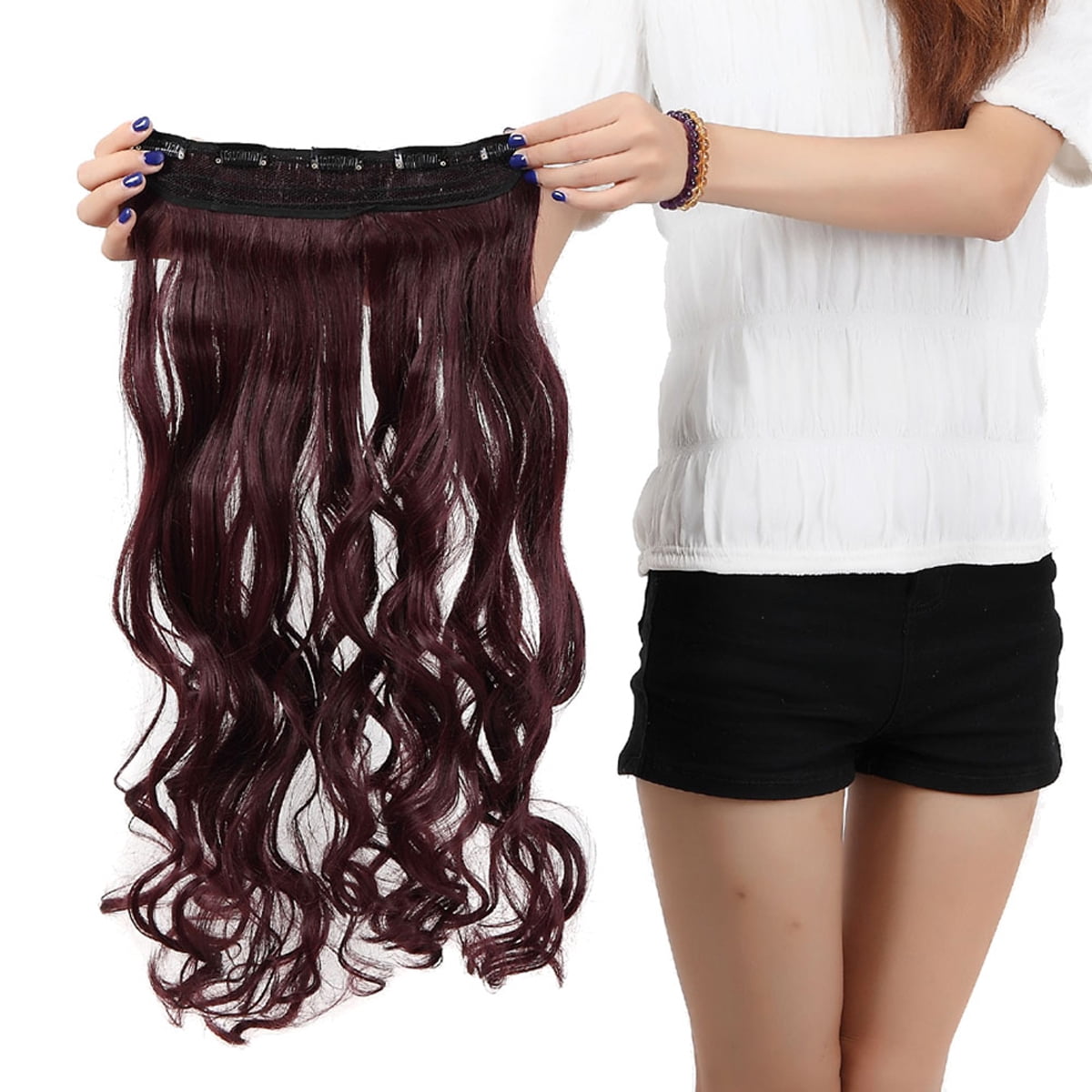 Thick Wavy Clip-In Hair Extensions – 5 Clips, 3/4 Full Head, Synthetic & Remy-Look – USA Stock
