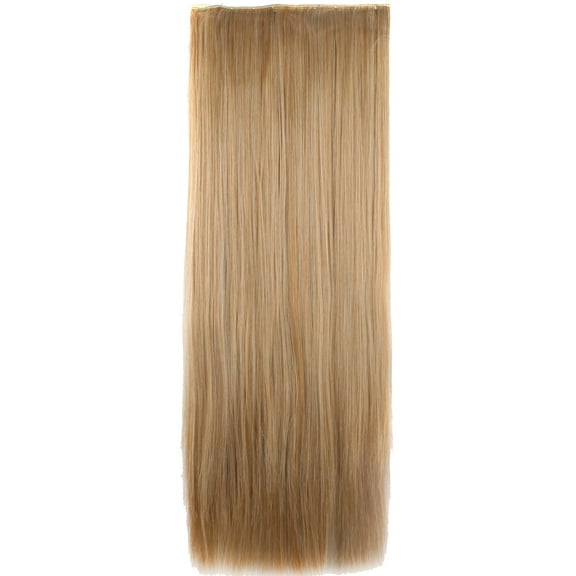 SAYFUT Trendy 30"Long Straight 3/4 Full Head Clip in Synthetic Hair Extensions One Piece 5 Clips 130g Ginger Blonde