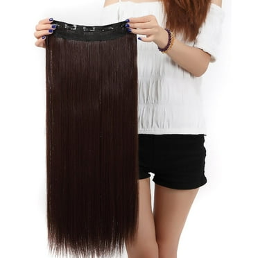 SAYFUT Trendy 30"Long Straight 3/4 Full Head Clip in Synthetic Hair Extensions One Piece 5 Clips 130g Medium Brown