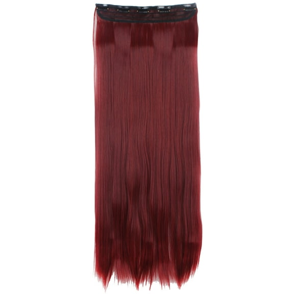 SAYFUT Trendy 30"Long Straight 3/4 Full Head Clip in Synthetic Hair Extensions One Piece 5 Clips 130g Rose Red