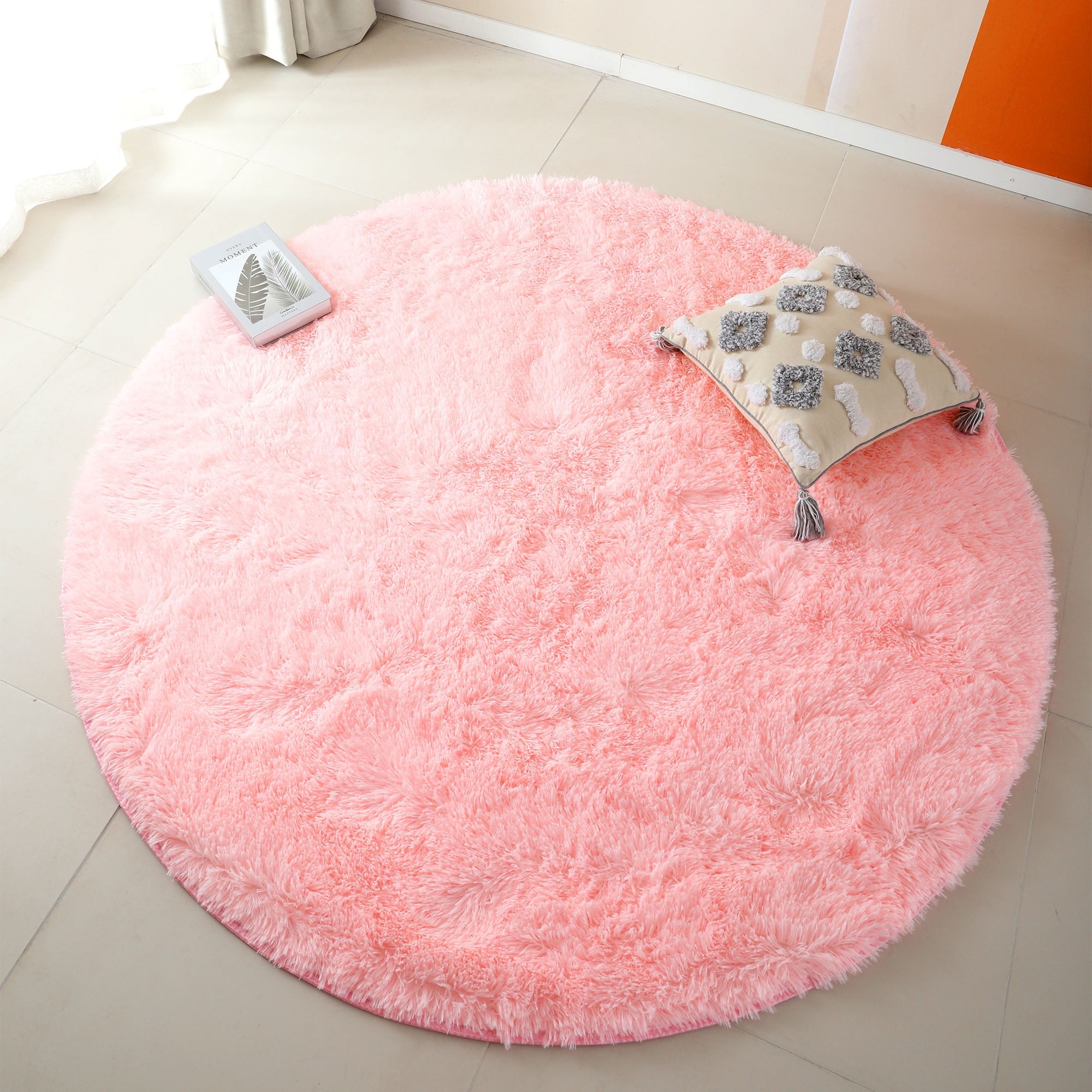 Round Rug Fuzzt SAYFUT Ultra Soft Area Rug, Non-Skid Fluffy Diameter 48in/ 63.78in ...