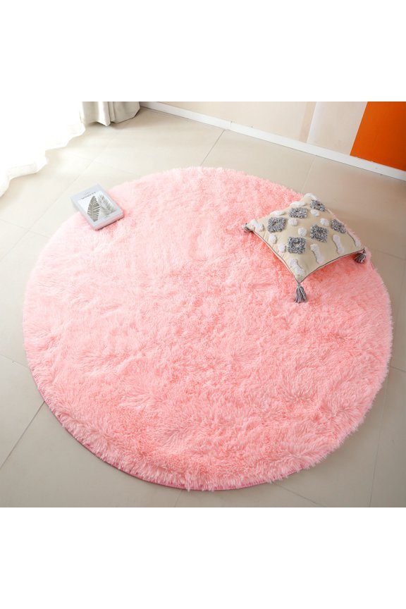 Ultra Soft Area Rug, Non-Skid Fluffy Diameter 48in/ 63.78in/ 72in Round Tie-Dyed Fuzzy Indoor Large Faux Fur Rugs for Living Room Bedroom Nursery Decor Furry Carpets