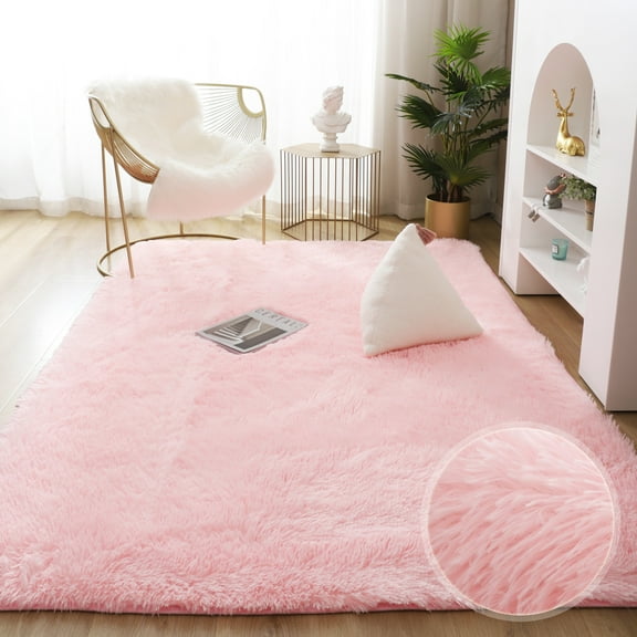 SAYFUT Ultra Soft Indoor Modern Area Rugs Fluffy Living Room Carpets Suitable for Children Bedroom Home Decor Nursery Rugs Pink/ Red/ White/ Brown-Upgraded Rug