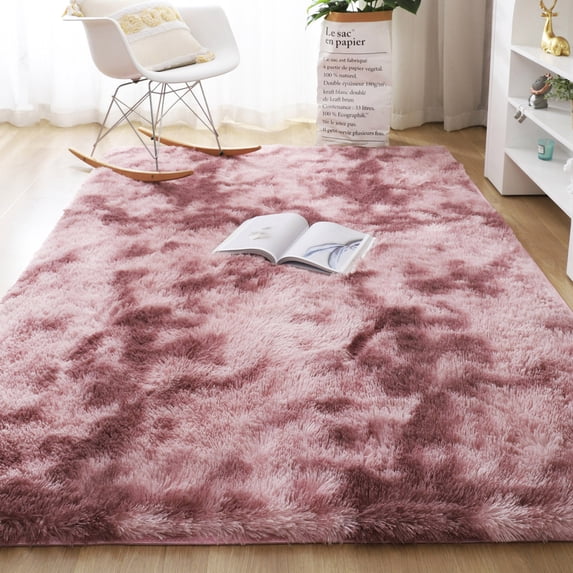 SAYFUT Ultra Soft Indoor Modern Area Rugs Fluffy Living Room Carpets Suitable for Children Bedroom Home Decor Nursery Rugs, 60''x95.7'', Pinkish Purple