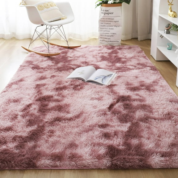 SAYFUT Ultra Soft Modern Shag Area Rugs Fluffy Living Room Carpet Comfy Bedroom Home Decorate Floor, 23.6'' x 47.2'', Pinkish Purple