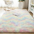 thumbnail image 1 of SAYFUT Ultra Soft Modern Shag Area Rugs Fluffy Living Room Carpet Comfy Bedroom Home Decorate Floor, 72''x107.8'', Rainbow, 1 of 5