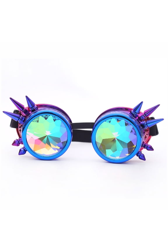 Vintage Steam puSAYFUT Victorian Style Goggles Rainbow Kaleidoscope Goth Cosplay Party Sunglasses