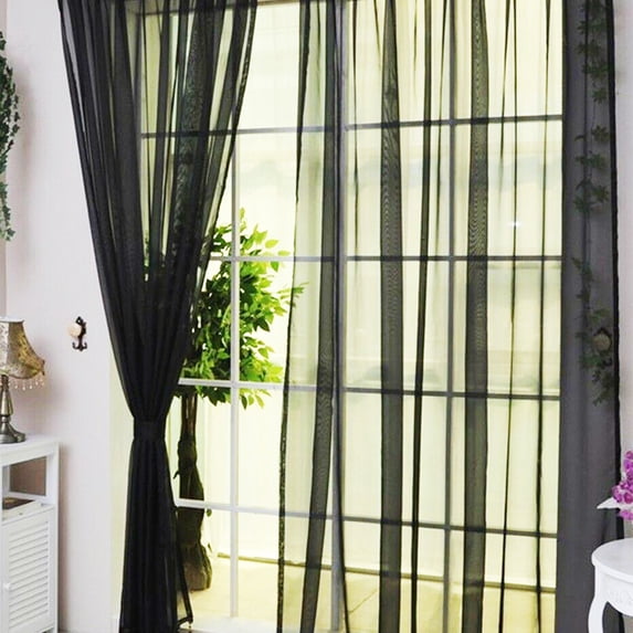 SAYFUT Voile Curtains Set of 2, 1x2M Solid Sheer Curtain Scarf Drapes Rod Pocket Crushed Window Panels for Bedroom Living Room Kitchen, 12Colors