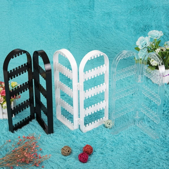 SAYFUT White/ Black/ Clear Makeup Acrylic Earring Display Organizer Storage Box 60 Holes