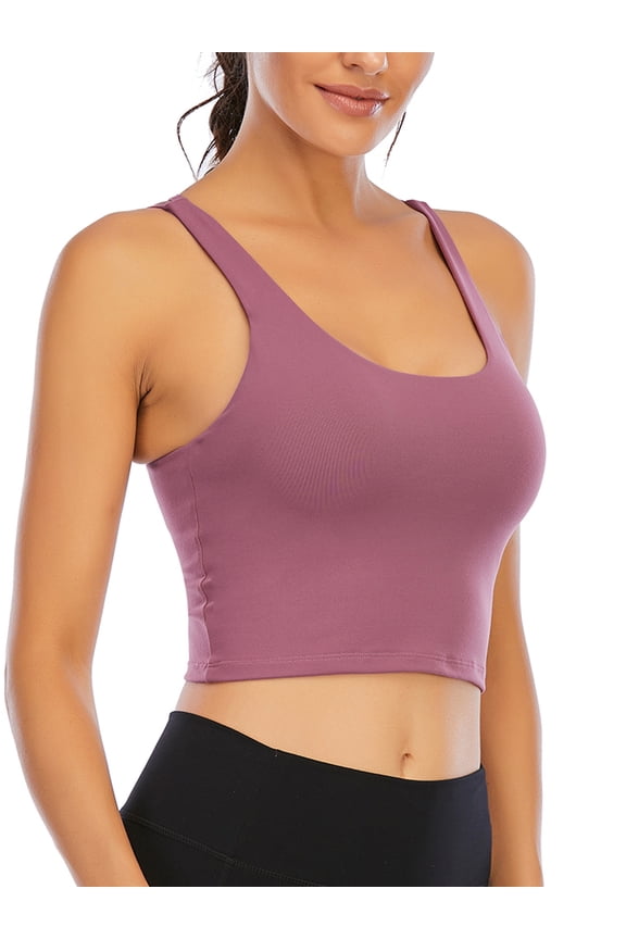 Women Girls Removable Paddeds Sport Bras Spaghetti Strap Yoga Bras for Gym Running Workout Fitness Bra Crop Tops Seamless Stretch Bra