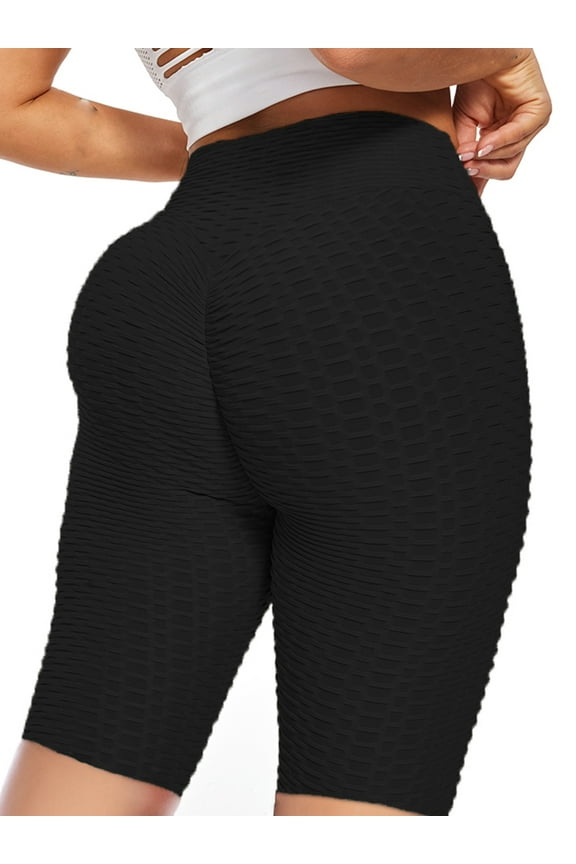 Women High Waisted Tiktok Butt Lifting Yoga Shorts for Women Tummy Control Textured Ruched Shorts Sports Gym Running Beach Hot Pants