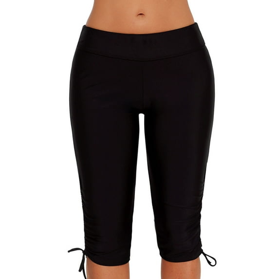 SAYFUT Women Knee Length Swim Shorts Leggings Pants Sports Crop Swim Tights Tankini Bottom Swim Trunks