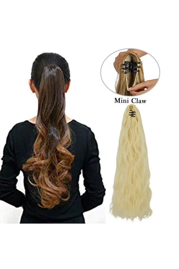 Women Lady 18" Thick Clip In Pony Tail Hair Extensions Fashion Claw Clip Jaw Long Wavy Ponytail