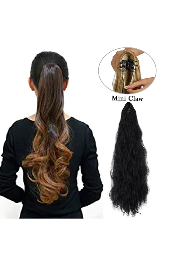 Women Lady 18" Thick Clip In Pony Tail Hair Extensions Fashion Claw Clip Jaw Long Wavy Ponytail