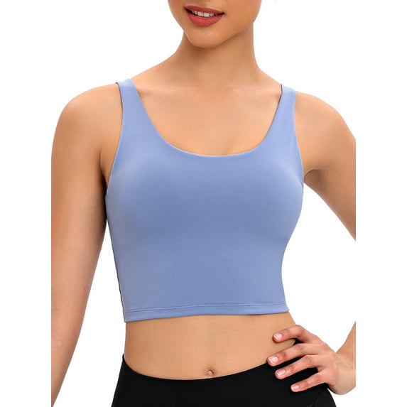 SAYFUT Women Workout Yoga Top Longline Camisole Crop Tank Top Plus Size Workout Tops Womens Juniors Sports Yoga Bra Vest with Removable Padded