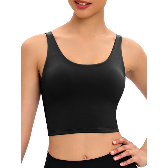 SAYFUT Women Workout Yoga Top Longline Camisole Crop Tank Top Plus Size Workout Tops Womens Juniors Sports Yoga Bra Vest with Removable Padded