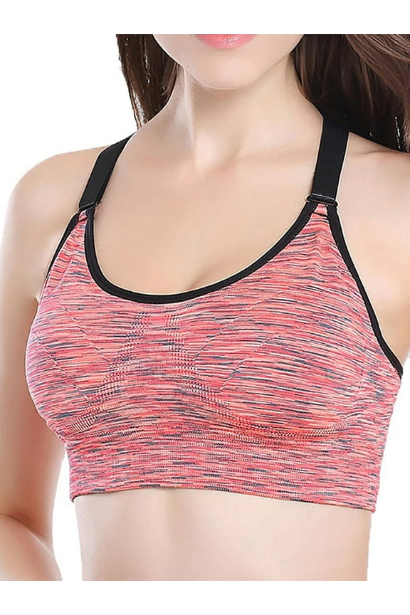 Women's Active Middle Impact Keyhole Seamless Mesh Racerback Sports Bra