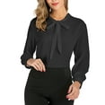 thumbnail image 1 of SAYFUT Women's Chiffon Blouse Long Sleeve Shirts Tops Bow Tied Neck Office Work Casual Slim Fit Shirt,Size M-3XL, 1 of 7