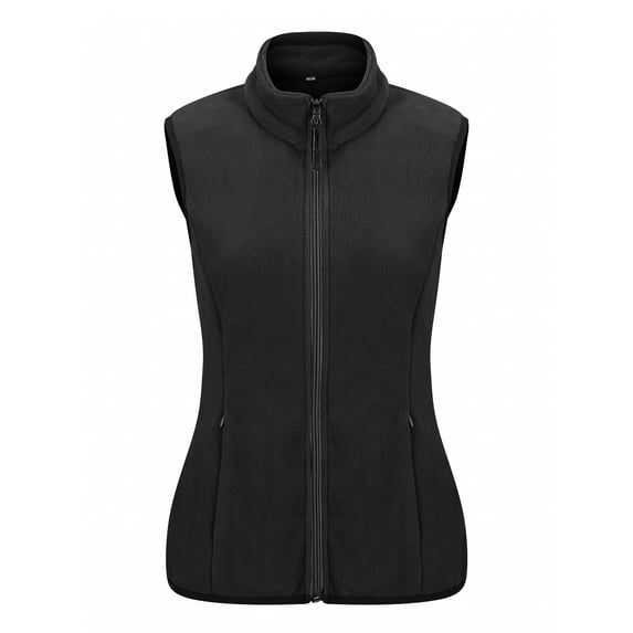 SAYFUT Women's Classic-Fit Sleeveless Polar Soft Fleece Vest, Outerwear Winter Vest For Women Zip up Pockets, up to 2XL Black/Beige