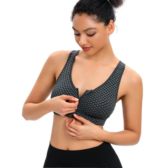 SAYFUT Women's Front Closure Sport Bra Removable Pads Wirefree Racerback Workout Yoga Bras