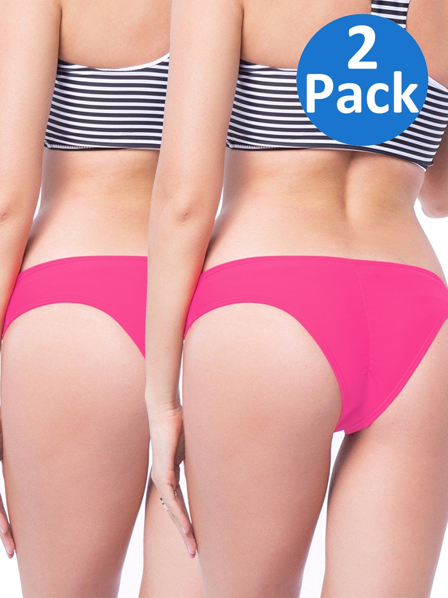SAYFUT Women's Itsy Back Ruched Cheeky Thong Bikini Bottoms Underwear  Stretch Panty 2 Pack 