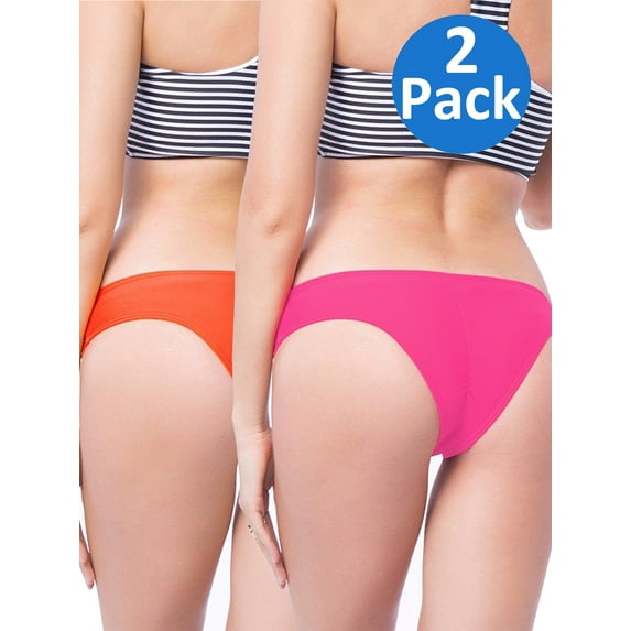 SAYFUT Women's Itsy Back Ruched Cheeky Thong Bikini Bottoms Underwear Stretch Panty 2 Pack