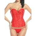 thumbnail image 1 of SAYFUT Women's Overbust Corset Bustier Fashion Jacquard Pattern Lace Body Shaper Red Size S-6XL, 1 of 7