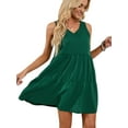 thumbnail image 1 of SAYFUT Women's Plus Size Dresses, Summer Maxi Dresses Flowy Swing Party Beach Dress Solid Color Fashion Sleeveless V-neck Casual Loose Mini Dress, 1 of 8