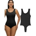 thumbnail image 1 of SAYFUT Women's Round Squarer Neck Bodysuit Rompers Seamless Ribbed Yoga Workout Summer Sleeveless Recer Back Sexy Jumpsuit Black S-XL, 1 of 7