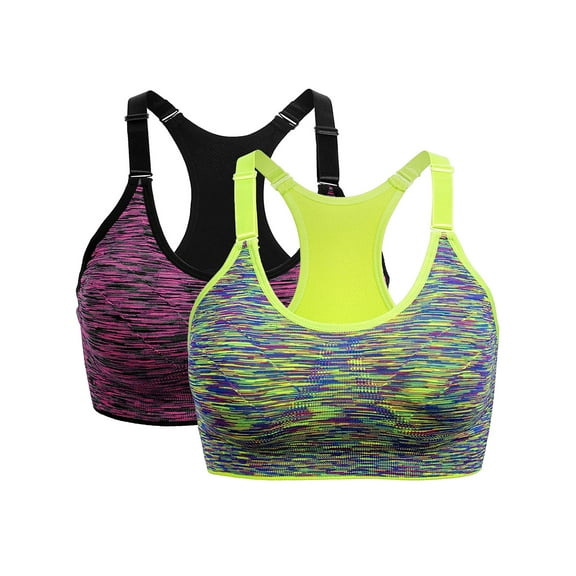 SAYFUT Women's Seamless Active Keyhole Mesh Racerback Sports Bra Middle Impact 2-Pack