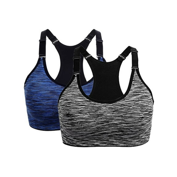 SAYFUT Women's Seamless Active Keyhole Mesh Racerback Sports Bra Middle Impact 2-Pack