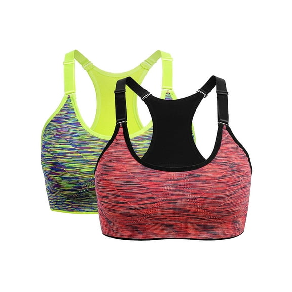 SAYFUT Women's Seamless Active Keyhole Mesh Racerback Sports Bra Middle Impact 2-Pack