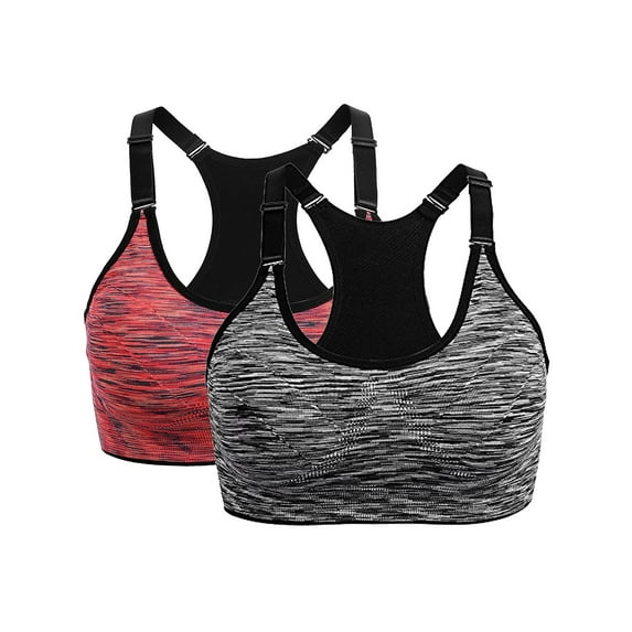 SAYFUT Women's Seamless Active Keyhole Mesh Racerback Sports Bra Middle Impact 2-Pack
