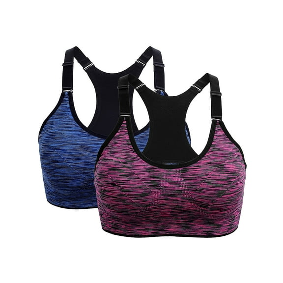 SAYFUT Women's Seamless Active Keyhole Mesh Racerback Sports Bra Middle Impact 2-Pack