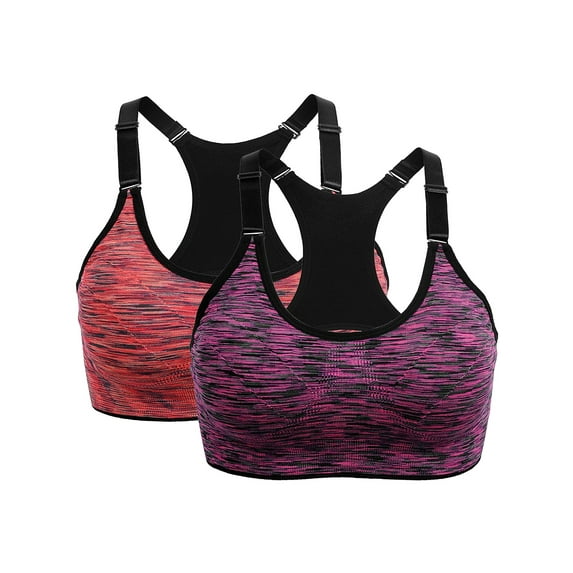SAYFUT Women's Seamless Active Keyhole Mesh Racerback Sports Bra Middle Impact 2-Pack