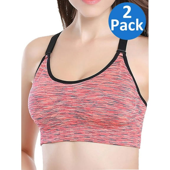 SAYFUT Women's Seamless Active Keyhole Mesh Racerback Sports Bra Middle Impact 2-Pack
