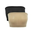 thumbnail image 1 of SAYFUT Women's Seamless Bandeau Bra Basic Unpadded Wire-Free Stretch Tube Top Bra 2 Pack, 1 of 1
