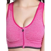SAYFUT Women's Seamless Sport Bra Active Gym Yoga Workout Sports Bras Wireless Zip Front Mesh Racerback High Impact