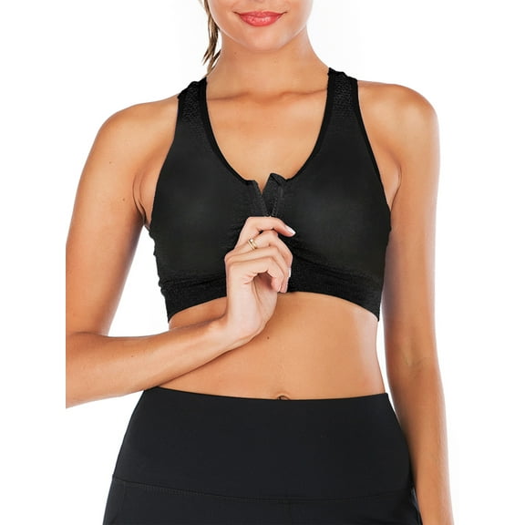 SAYFUT Women's Seamless Zipfront Padded Cups Mesh Racerback Sports Bra Tops Tank High Impack Support for Gym Running Workout Yoga Fitness
