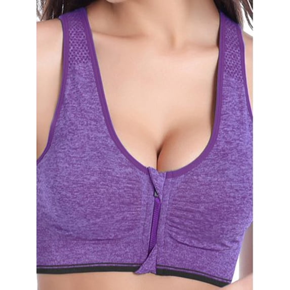 SAYFUT Women's Seamless Zipfront Padded Cups Mesh Racerback Sports Bra Tops Tank High Impack Support for Gym Running Workout Yoga Fitness