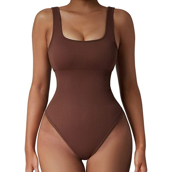 SAYFUT Women's Sexy Sleeveless Shapewear Bodysuit Tummy Control Full Body Shaper Scoop Neck Tank Top Girdle Jumpsuit Slimming Bodysuits(Black S-XL)