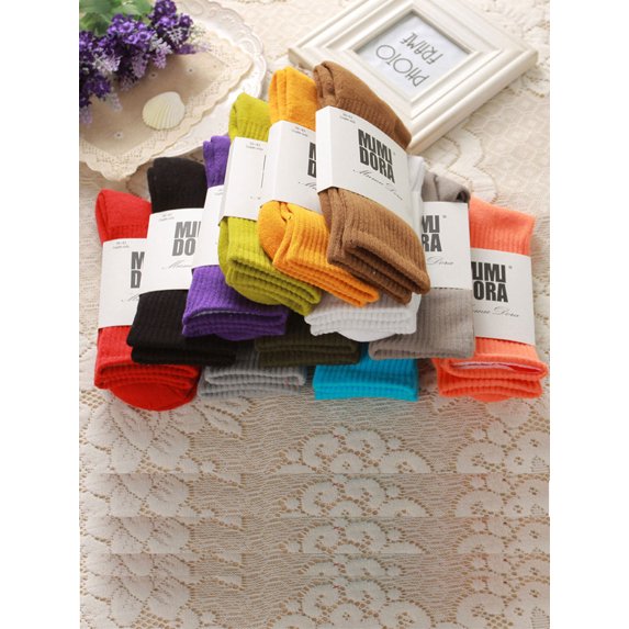 SAYFUT Women's Solid Anti-Skid Soft Colorful Patterned Terry Crew Winter Warm Socks 1 Pair