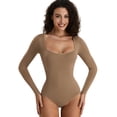 thumbnail image 1 of SAYFUT Women's Sexy Square Neck Bodysuit Long Sleeve Slimming Body Suit Tops Lined Shirt Tops, 1 of 7