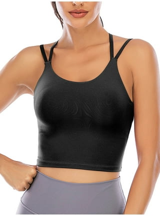 FOCUSSEXY Summer Crop Tank Tops Padded Sports Bra for Women Padded Sports  Bra Longline Camisoles Casual Tank Tops Vest Sleeveless Crop Tops 