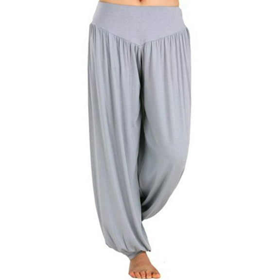 SAYFUT Women's Super Soft Yoga Pilates Pants Harem Hippie Palazzo Wide Leg Long Loose Baggy Casual Trousers