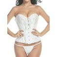 thumbnail image 1 of SAYFUT Women's Waist Training Overbust Corset Bustier Fashion Jacquard Pattern Lace Body Shaper White Size S-6XL, 1 of 7