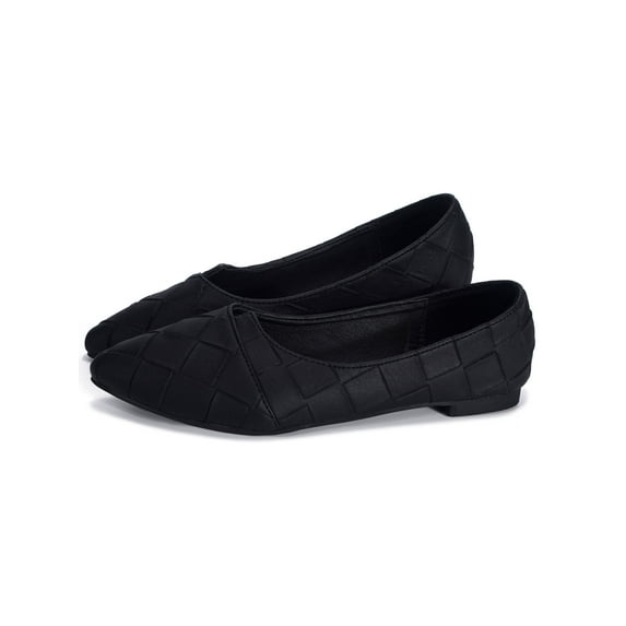SAYFUT Women's Wide Width Basic Ballerina Ballet Flats Almond Toe Dress Shoe Slip on