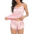 thumbnail image 1 of SAYFUT Womens 2Pcs Satin Silk Sleepwear Soft Sexy Lingerie Nightwear V Neck Pyjamas Set with Adjustable Straps, Plus Size S-2XL, 1 of 8